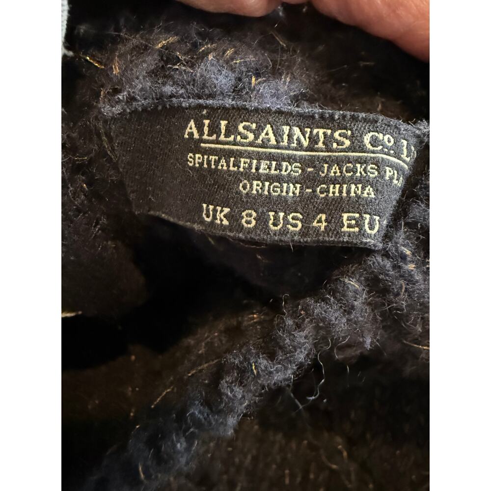 AllSaints Chunky Knit Back Zipper Detail Sweater Black 4 - Picture 5 of 5